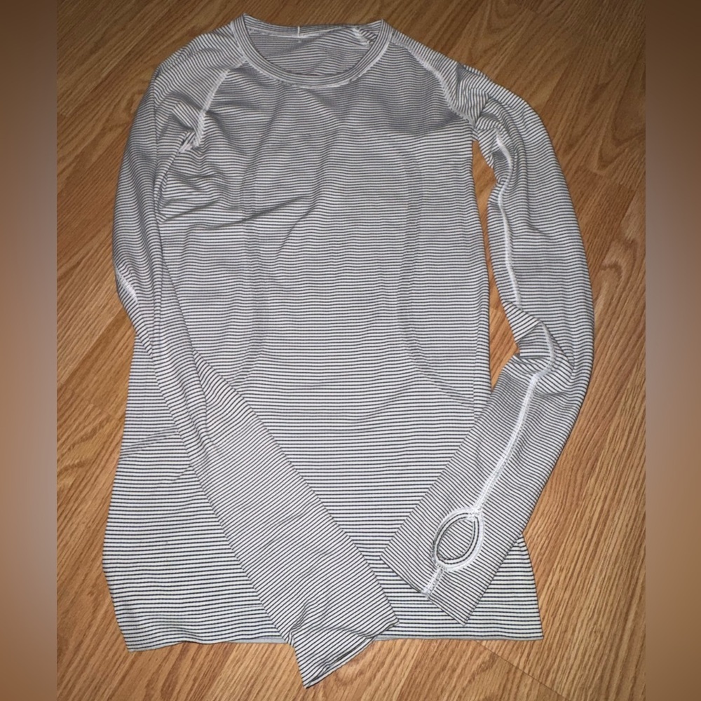 lululemon athletica Black and White Striped Long Sleeve Tee